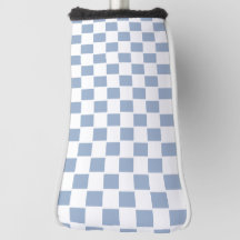Tampa de Cabeça de Golfe Xadrez Azul e Branco Quad