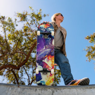 Tampa de skate Crânio Chama Psicodélica