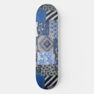 Tampa de Skate em Patchwork Azul