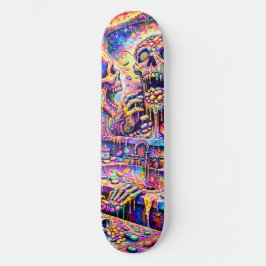 Tampa de Skate Espelho Caveira Psicodélico