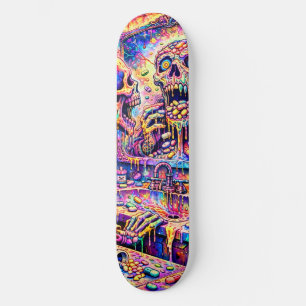 Tampa de Skate Espelho Caveira Psicodélico