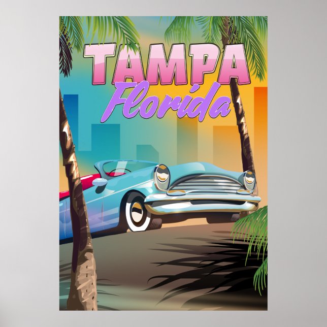 Tampa Flórida belo pôster de viagem. (Frente)