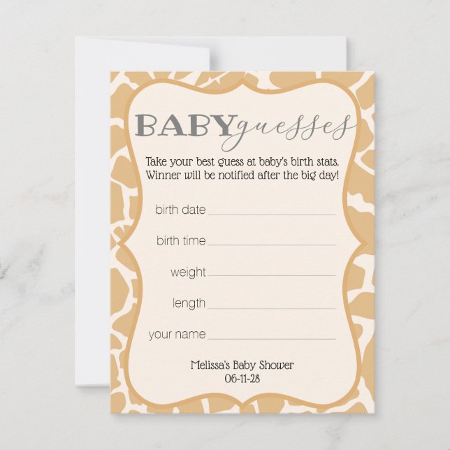 Tan Baby Boy Giraffe Baby Guesses (Frente)