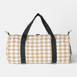 Tan Beige White Gingham Plaid
