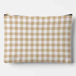 Tan Beige White Gingham Plaid