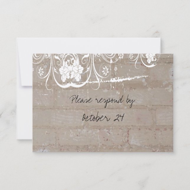 Tan Brick Lace rsvp com envelopes (Frente)
