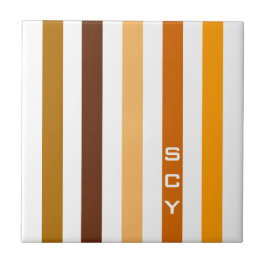 Tan Brown Orange Vertical Stripes Monograma