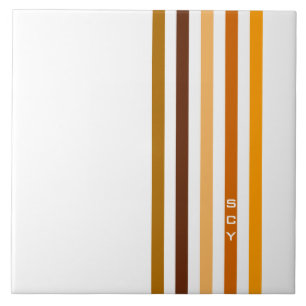 Tan Brown Orange Vertical Stripes Monograma