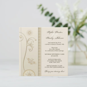 Tan Lace Floral Após ou Postar Convite de Casament