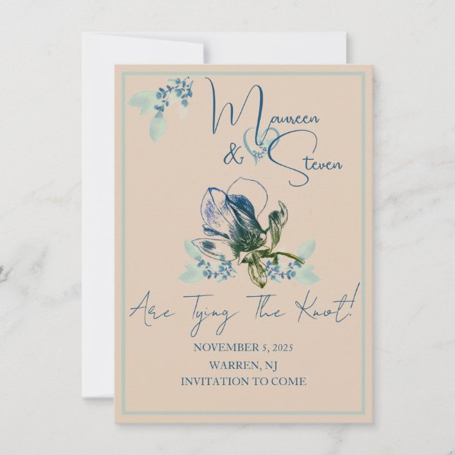 Tan, Mint E Blue Orchid Salvem O Cartão De Data (Frente)