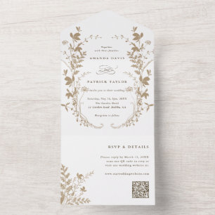 Tan Wildflower Silhouette Wreath Wedding