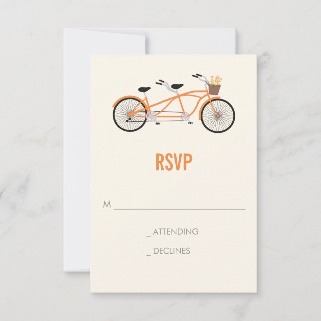 Tandem Bike Wedding RSVP - Orange (Frente)