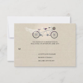 Tandem Plum Bicycle Weding Faux Linen RSVP