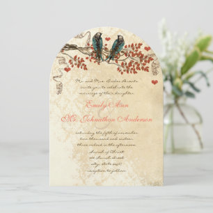 Tangerine Fall Deixa Convite de casamento de aves 