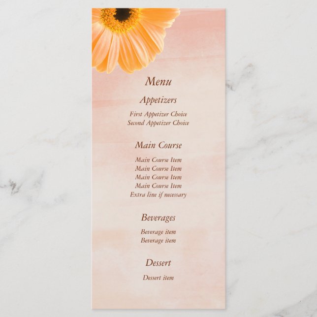 Tangerine Floral Wedding Menu (Frente)
