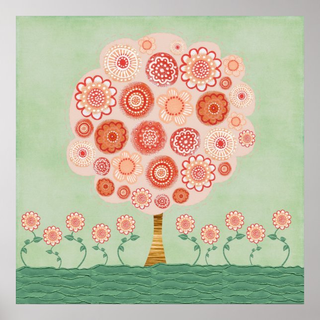 Tangerine Landscape Mixed Media Poster Print Art (Frente)