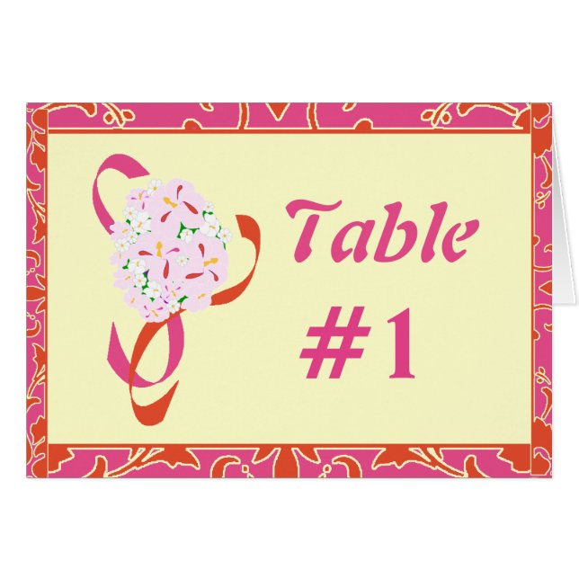 Tangerine Tango, Rosa, Cartão de Mesa Damasco (Frente Horizontal)