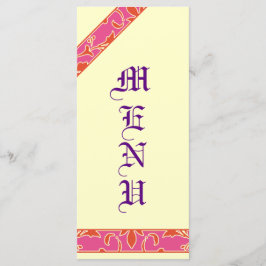 Tangerine Tango, Rosa, Menu Casamento tema damasco