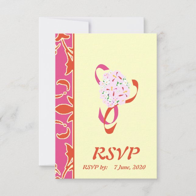 Tangerine Tango, Rosa, RSVP - Cartão de Casamento (Frente)