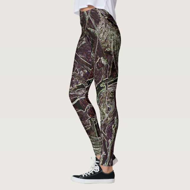Tangled Branches Abstract 101  Green Leggings (Esquerda)