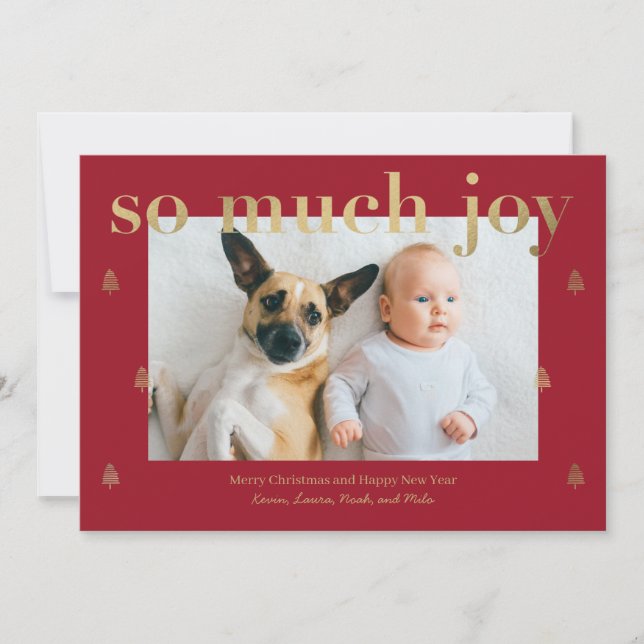 Tanta alegria Cartão com fotos moderno de férias (Frente)