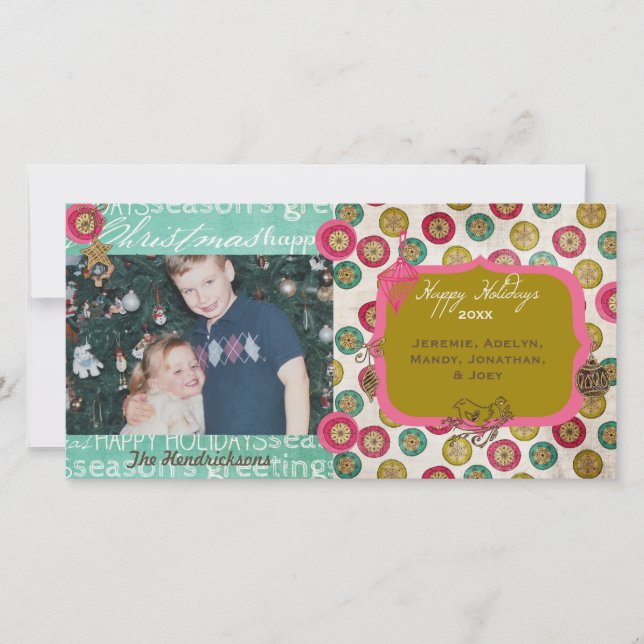 Tantos Ornamentos Cartão com fotos de Natal (Frente)