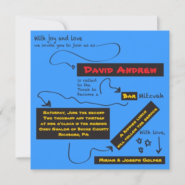 TÃO CASUAL Bar Bat Mitzvah Convite (Frente)