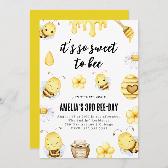 Tão doce de ser o convite de aniversário Qualquer  (Frente/Verso)