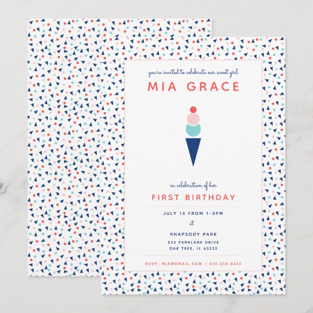 Tão doce quanto o convite de sorvete (Frente/Verso)