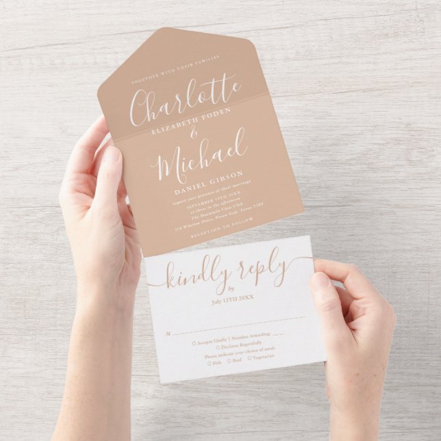 Tão Elegante Moderno Script Casamento Minimalista (Aba destacável)
