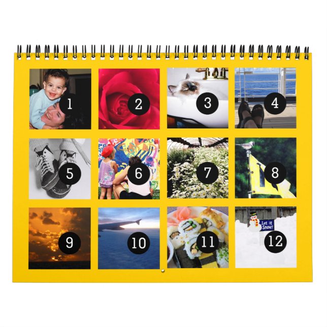 Tão fácil quanto 1 a 12 Calendário Amarelo de Foto (Capa)