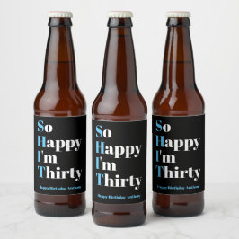 Tão feliz que sou a etiqueta da cerveja do anivers