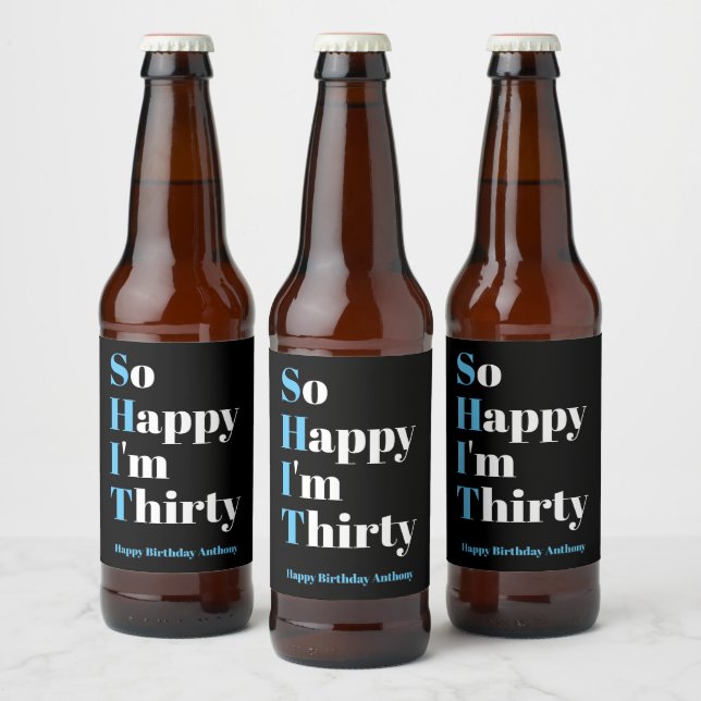 Tão feliz que sou a etiqueta da cerveja do anivers (Garrafas)