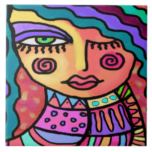 Tão feliz retrato digital Abstrato de uma mulher
