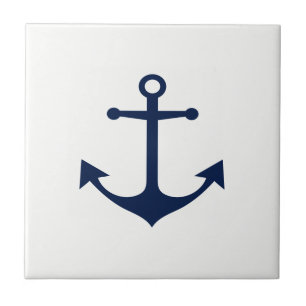 Tão náutico - âncora azul no azulejo branco