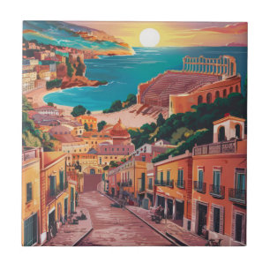 Taormina, Sicília Estilista Pintura em Aquarela