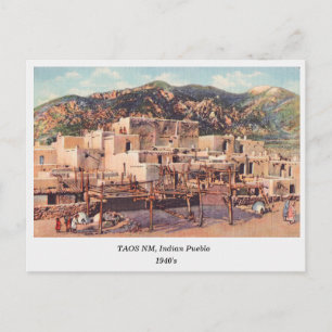 Taos NM, Pueblo, cartão postal dos anos 40
