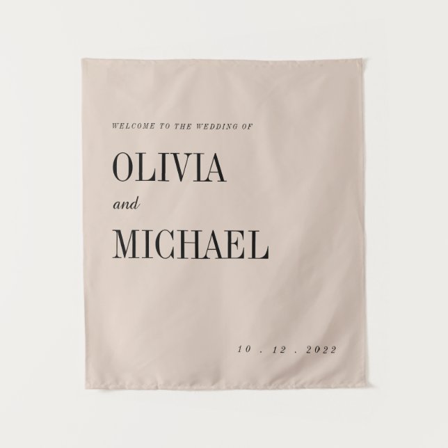 Tapeçaria Beige de Boas-vindas de Casamento Person (Frente)