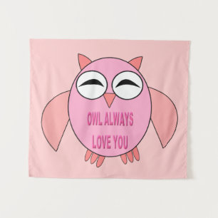 Tapeçaria bonito da coruja da mensagem do amor