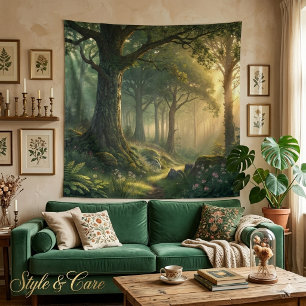 Tapeçaria Cena Floresta Serena Arte Quadrada 144cm