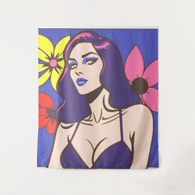 Tapeçaria com mulher bonito (Frente)