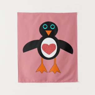 Tapeçaria com Pinguim Coração de Amor Bonito
