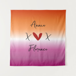 Tapeçaria da Bandeira Lésbica Pôr do Sol X Amor X