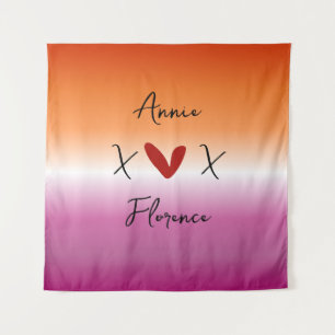 Tapeçaria da Bandeira Lésbica Pôr do Sol X Amor X