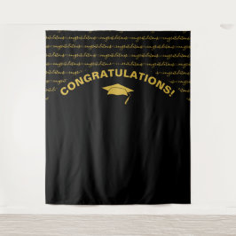 Tapeçaria da Graduação Dourada Negra Moderna