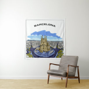 Tapeçaria da ilustração de Barcelona