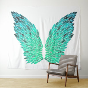 Tapeçaria das Asas Anjos Azul-Verde