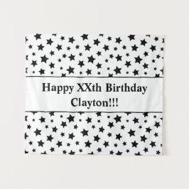 Tapeçaria de Aniversário Black Stars With Message