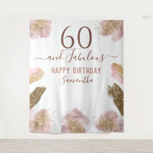 Tapeçaria de Aniversário de 60 anos Feliz Glitter 