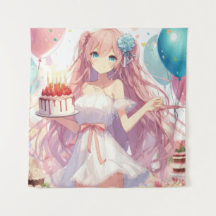 Tapeçaria de Aniversário de Menina de Anime